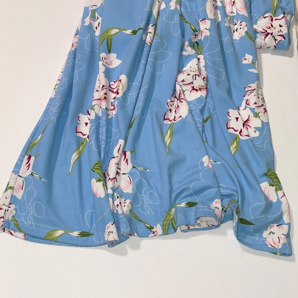 Light Blue Floral Maxi Dress with White & Pink Blooms - Picture 6 of 12